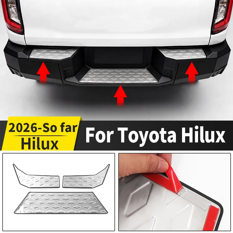 

For 2026 Toyota Hilux SR5 SR Pickup Rear Bumper Pedal Trim Cover Anti Scratch Decorative Protection Auto Exterior Accessories