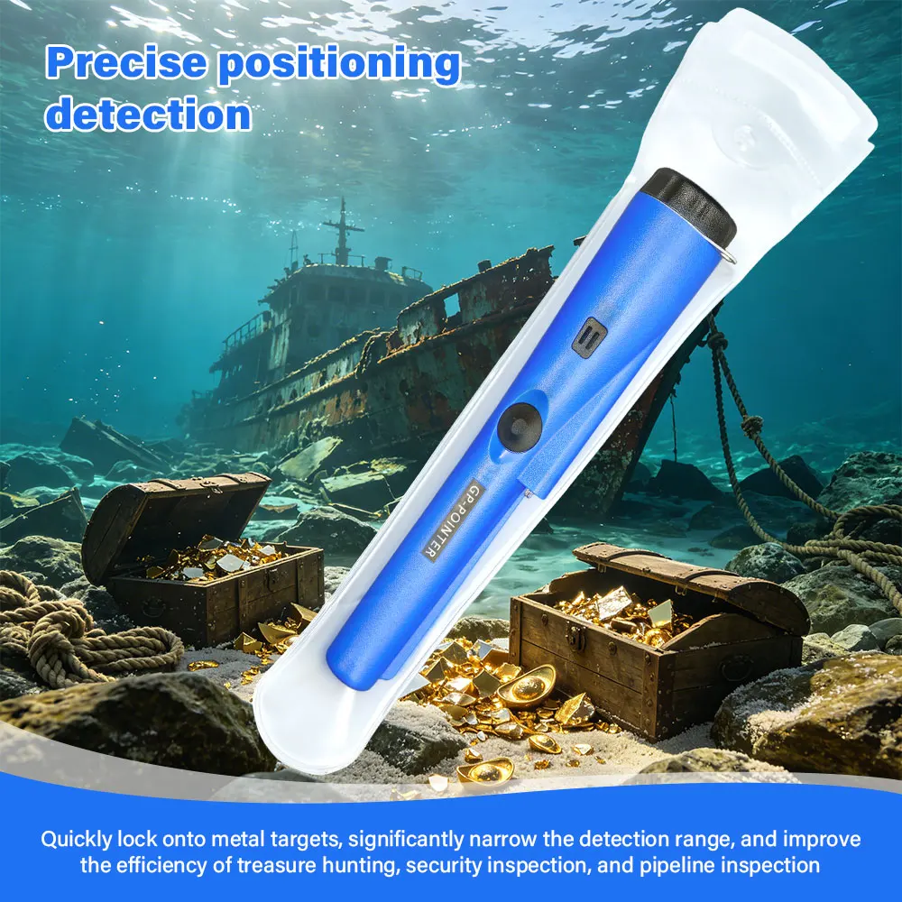 Waterproof Anti-scratch Handheld Pinpointer Metal Detector with 360 Degree Scanning Probe for Treasure Hunters