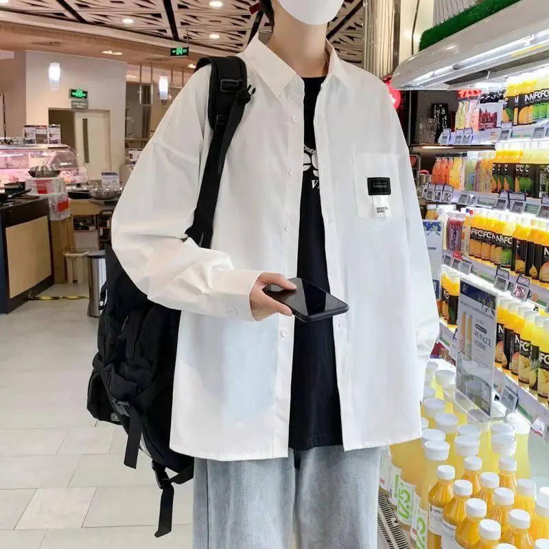 Boyfriend 2024 Spring and Autumn New Square Collar Button Fashion Solid Color Loose and Versatile Casual Long Sleeve Shirts