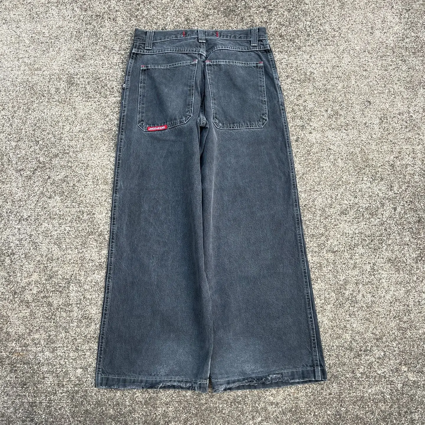 JNCO-Jeans Harajuku de cobra de rua vintage masculino, calças jeans largas, calças de perna larga, calças retas de cintura alta, bolso bordado, hip hop