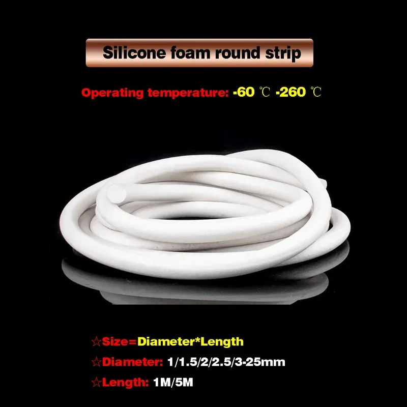 

Silicone Foam Sealing Strip Sponge Cord Round Design High Temp Resistance 1-25mm Dia