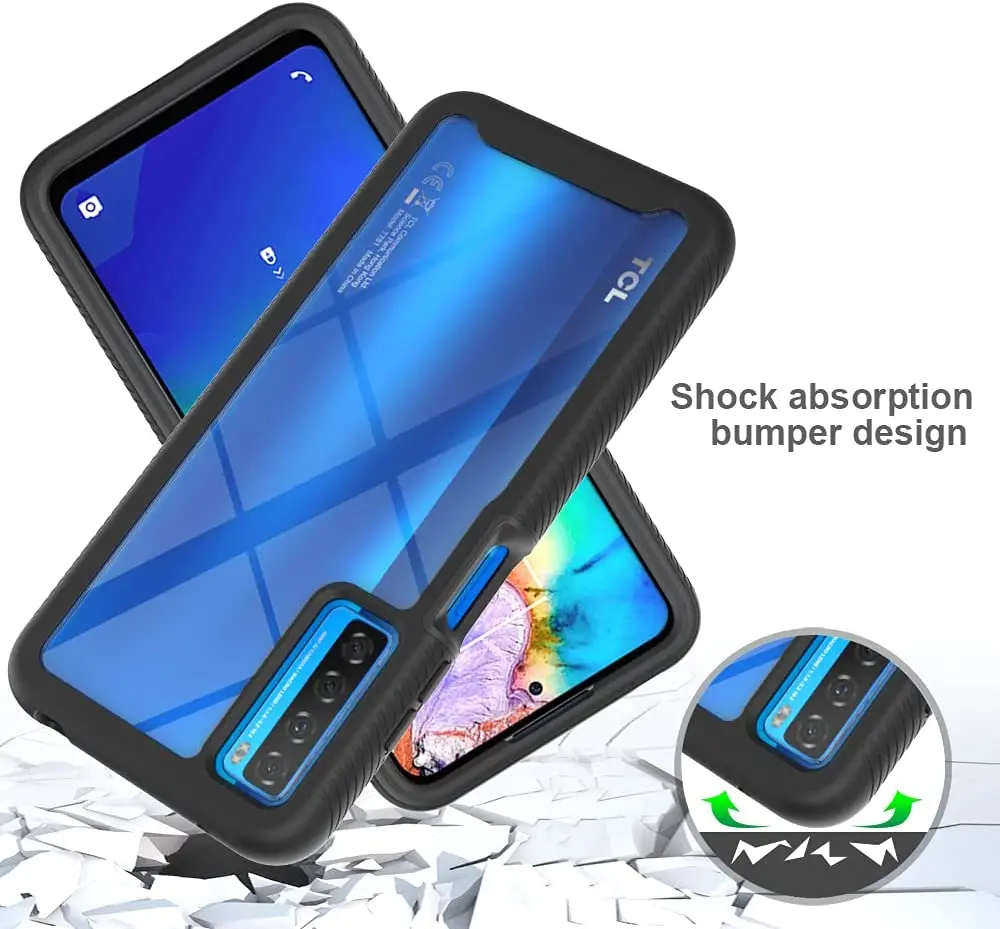 Heavy Duty Clear Full-Body Shockproof Rubber Bumper Protective Case Cover For TCL 20S / TCL 20L / TCL 20L+ / TCL 20 5G