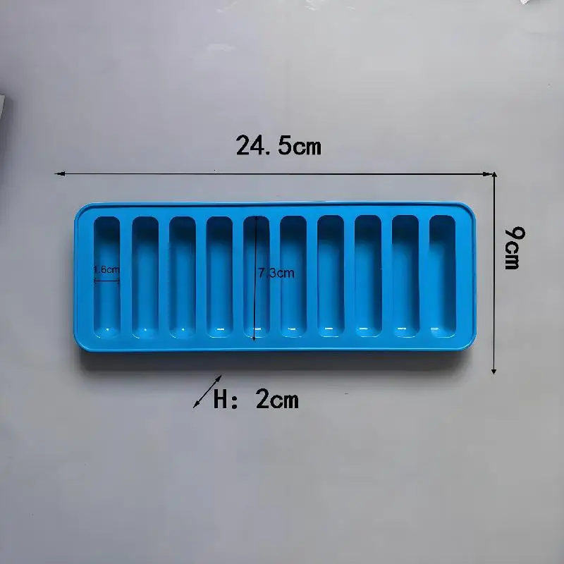 Silicone Long Strip Ice Cube Mold Non-Stick For Chocolate Jelly Biscuit DIY Baking Ice Cream Bar Tray Kitchen Tool 10 Grids view 6