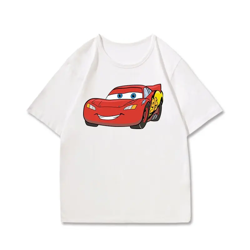 車 ライトニング・マックィーン キッズ サマー コットン Tシャツ カジュアル 漫画プリント 半袖 ルーズフィット 日常着