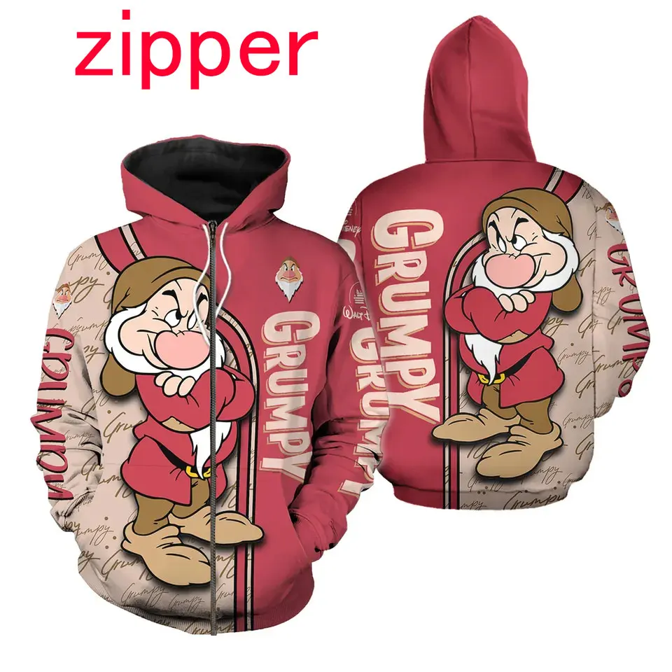 

3D Printing Grumpy Dwarf Pullover for Men and Women, Children's Cosplay, Large Fashion, Zipper Hoodie, Spring and Autumn, New,