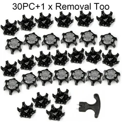 30PCS Golf Shoe Spikes Replace Clamp Cleat Screw-In Removal Tools 2.9x1.2cm Plastic Black Soft Durometer TPU Golf Accesseries