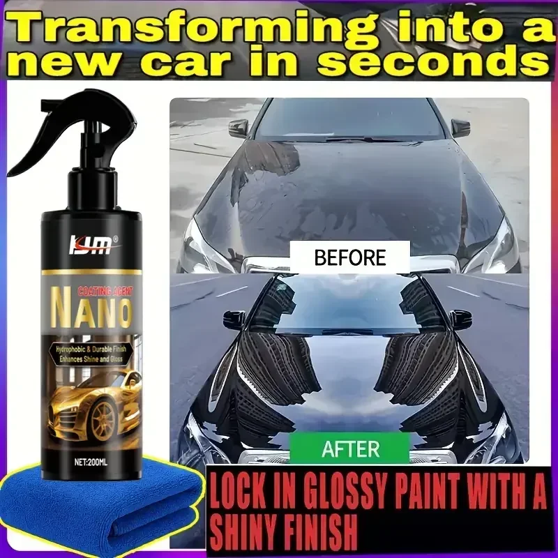 

Спрей с нанокерамическим покрытием. Автомобильная краска и защита стекла 3 в 1, гидрофобный глянец, обновление пластика, глянцевая отделка.