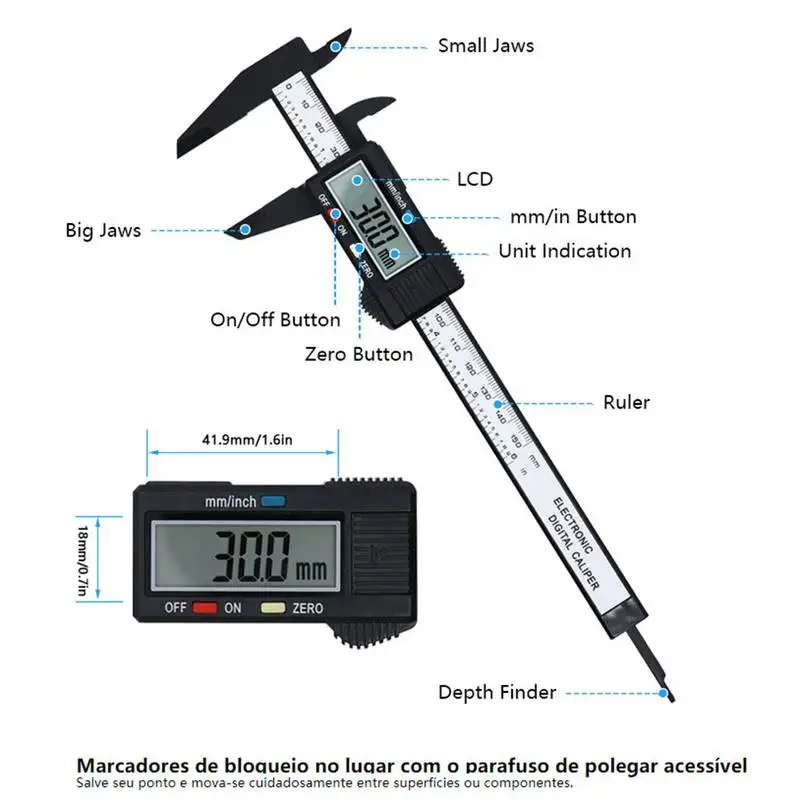 AIRAJ 150mm Electronic Digital Metric and English convertible Calipers Digital Rule Vernier Caliper