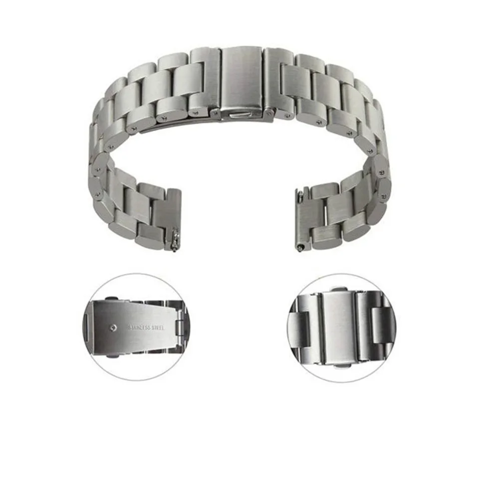 

24Mm Stainless Steel Watch Band Triple Link Bracelet Strap For Replacement Durable Metal Wristband Replacable Smart