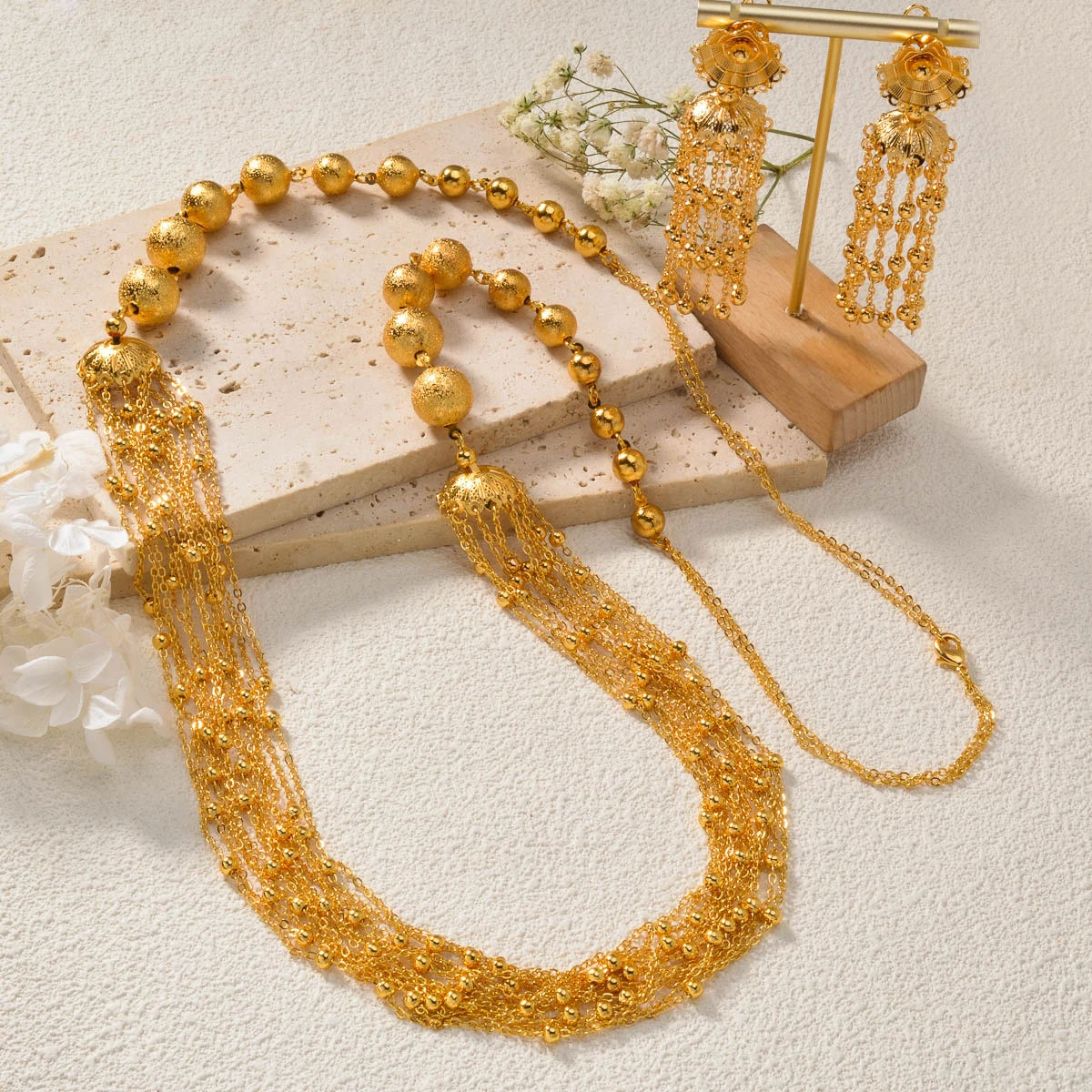 

Dubai Inspired Copper Necklace and Earrings Jewelry Set Middle East Boho Wedding Bridal Accessories for Women Girl Jewelry Gift