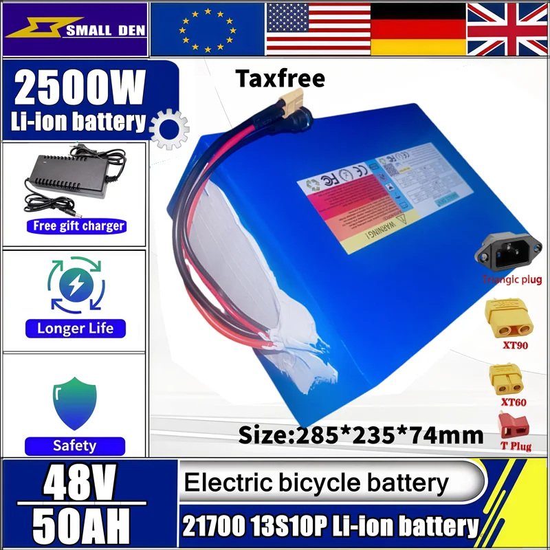 

48 V 50 Ah 21900 13S10P Lithium Ion Battery 1000 W 2000 W 2500 W Power Tool Batteries Outdoor Backup Batteries with 50 A BMS