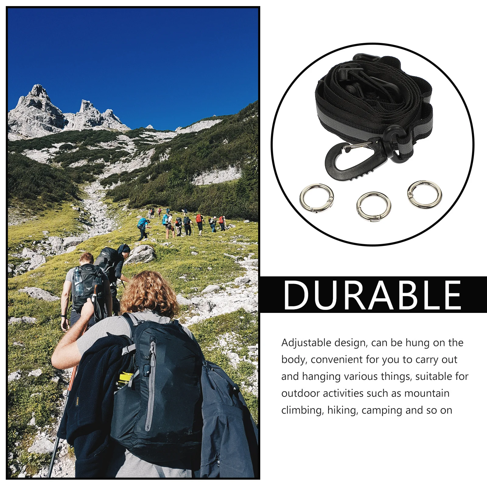 

Adjustable Climbing Belt Black Sturdy Multipurpose Storage for Camping Mountaineering Tools Hanging Outdoor Hanging Storage Rope