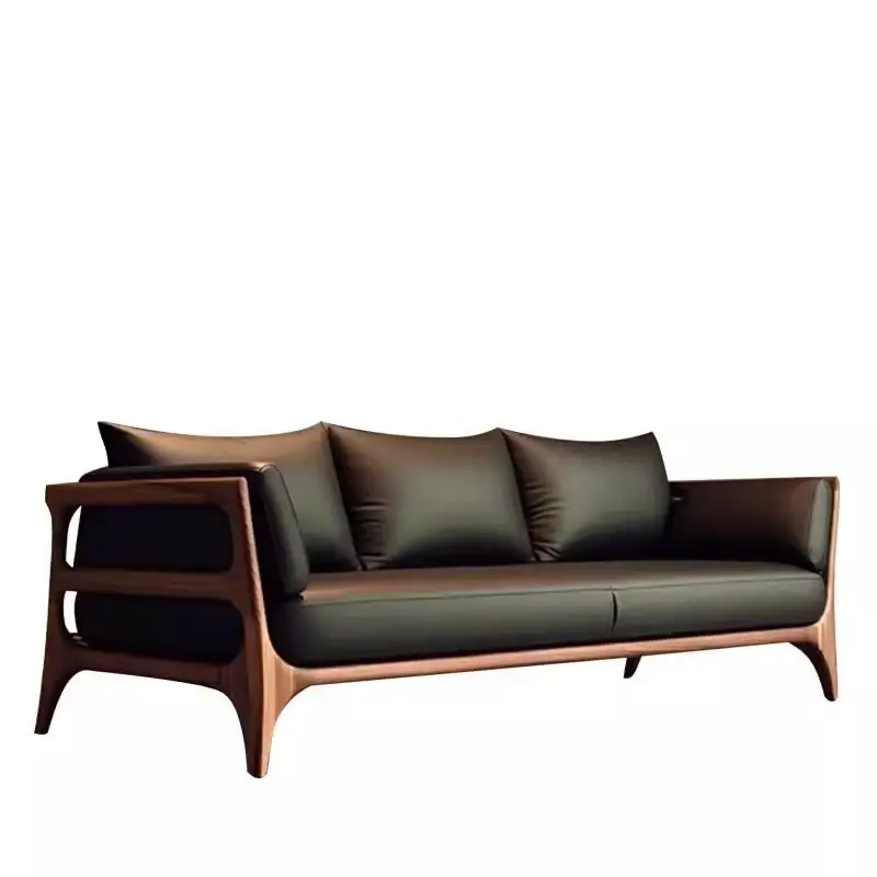 

New Chinese-style North American black walnut solid wood sofa, living room Arhat bed, modern Nordic simple light luxury high-end