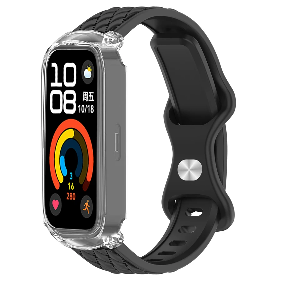Cinturino in silicone 3D per cinturino attivo Mi Band 9 8 per Xiaomi Smart Band 8 attivo per cinturino da polso Redmi Band 3 2 con custodia per PC