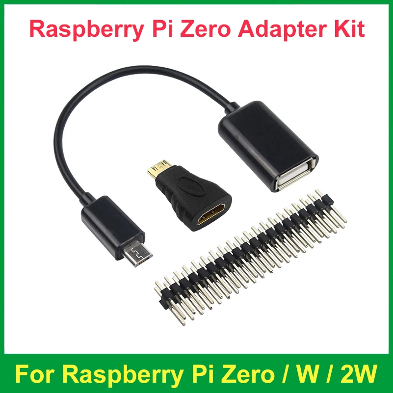 

USB OTG Cable + Micro HDMI-compatible Adapter + 40Pin GPIO Header for Raspberry Pi Zero W 2W / Banana Pi BPI M2 M4 Zero