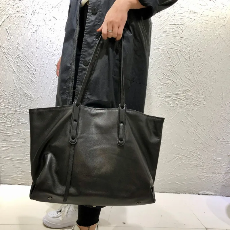 Large Capacity Tote Women Shoulder Bags Genuine Leather Underarm Portable Handbags Purse Practical Shopping Travel Bag Female