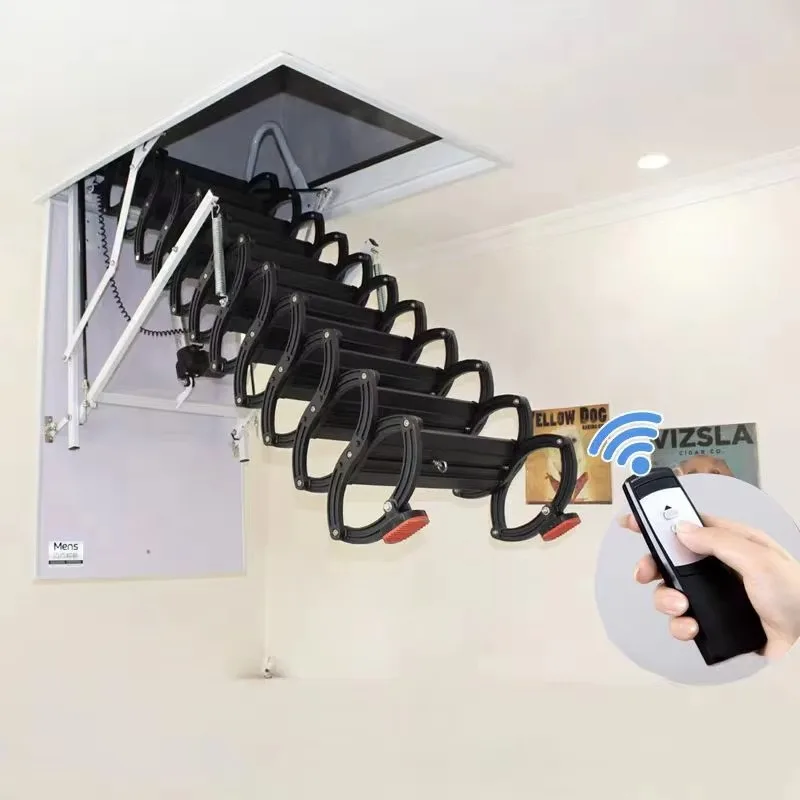Manual/electric Telescopic Loft Ladder  Electric Model Retractable Hidden Staircase
