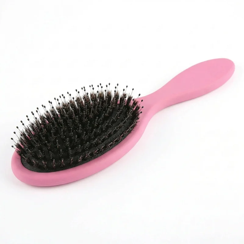 Pink Detangling Scalp Brush 22cm Boar Bristle Cushion Brush ABS Handle for Follicle Care