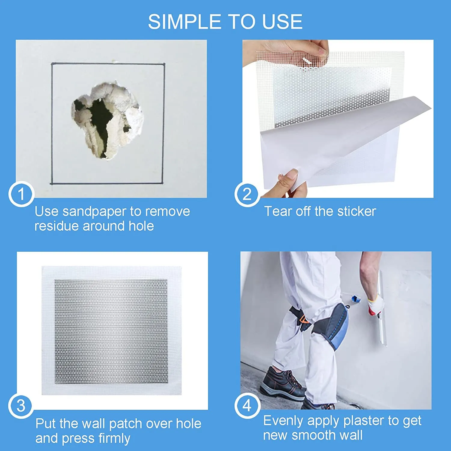 

N84R Drywall Repair Kit 16 Piece Aluminum Drywall Patch Repair Kit Wall Patches For Holes Drywall Repair (2/4/6/8 Inch)