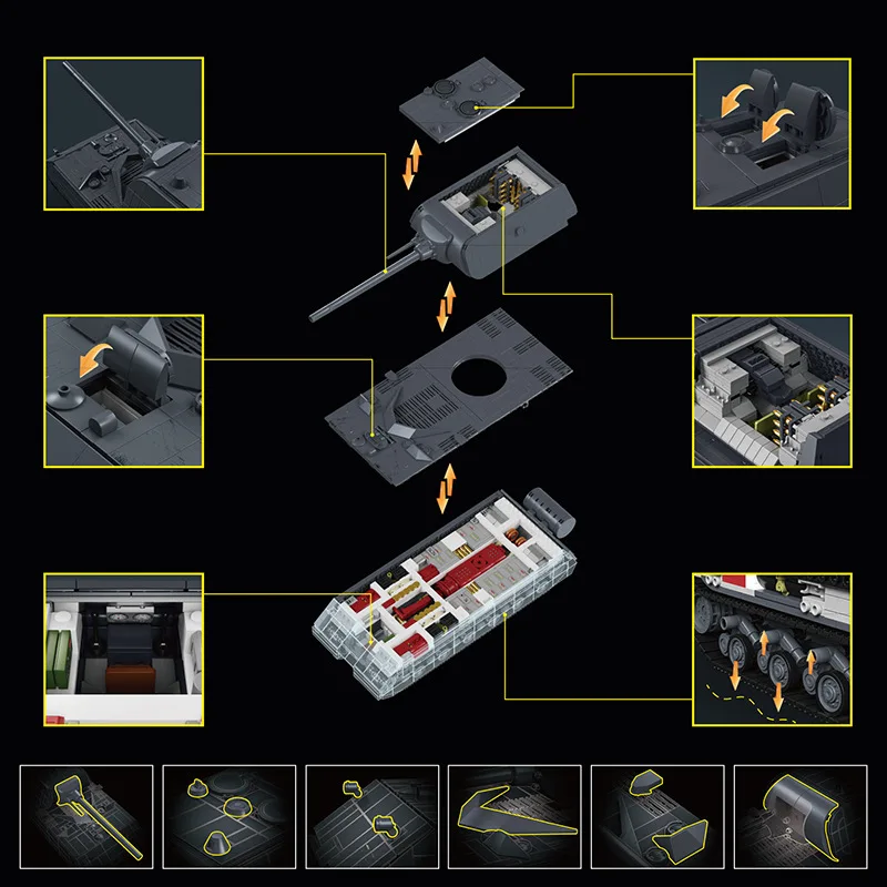 재고 있음 1:28 MOC 제2차 세계대전 군용 판저 7 마우스 조립 블록 브릭 모델 DIY 장난감 소년용 크리스마스 선물 세트