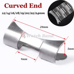 12/14/16/18/19/20/22/24mm Curved End Adapter for Rolex Stainless Steel Wrist Strap Connector for Seiko Watch Band Accessories