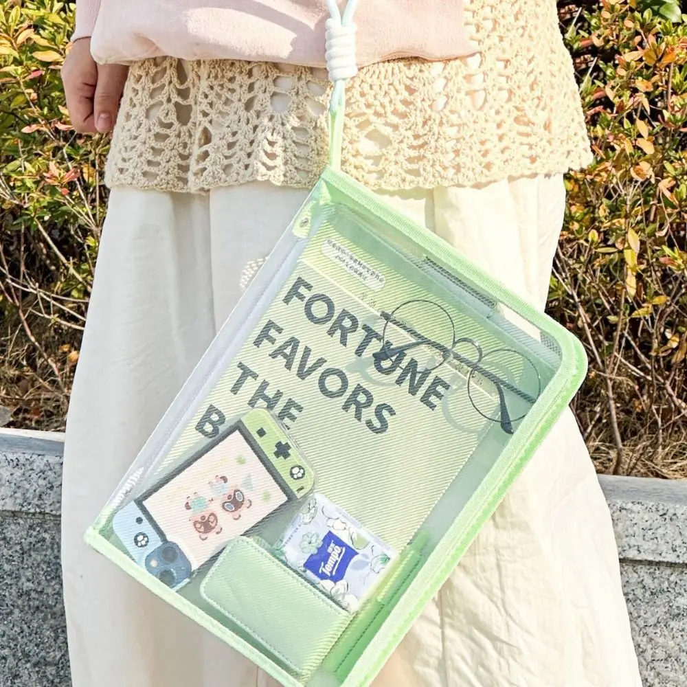 Portable with Clipboard A4 Folder Large Capacity Writing Pad A4 File Pocket PP Transparent File Folder Bag Students