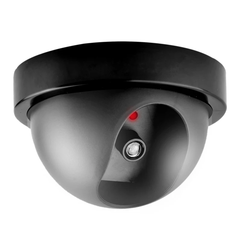 Telecamera finta con luce rossa a LED a batteria per interni ed esterni finta cupola fittizia telecamera CCTV telecamera di sicurezza per la sorveglianza domestica