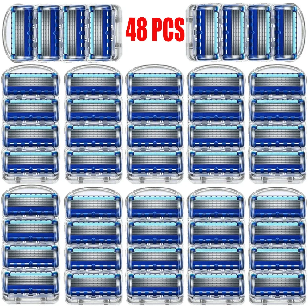 8/12/24/32/48 COMB Shaver High Quality 5-ply layer Razor Manual Shaving Blades Men Face Shaving Razor Replacement Cutter Heads