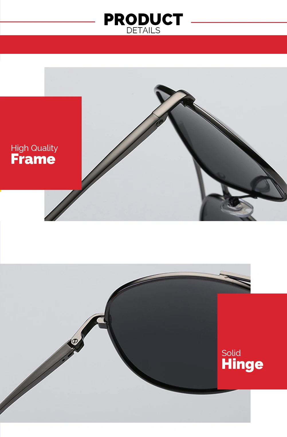 VIVIBEE Metall Polarisierte Sonnenbrille Männer Pilot Spiegel Luftfahrt Fahren Brille Klassische Angeln mit UV400 Frauen Vintage Sonnenbrille – Detail 4
