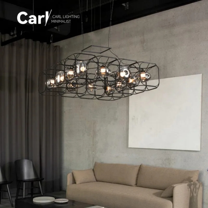 

Designer Living Room Chandelier Retro Art Glass Industrial Style Creative Restaurant Staircase Showroom Decorative Lamp