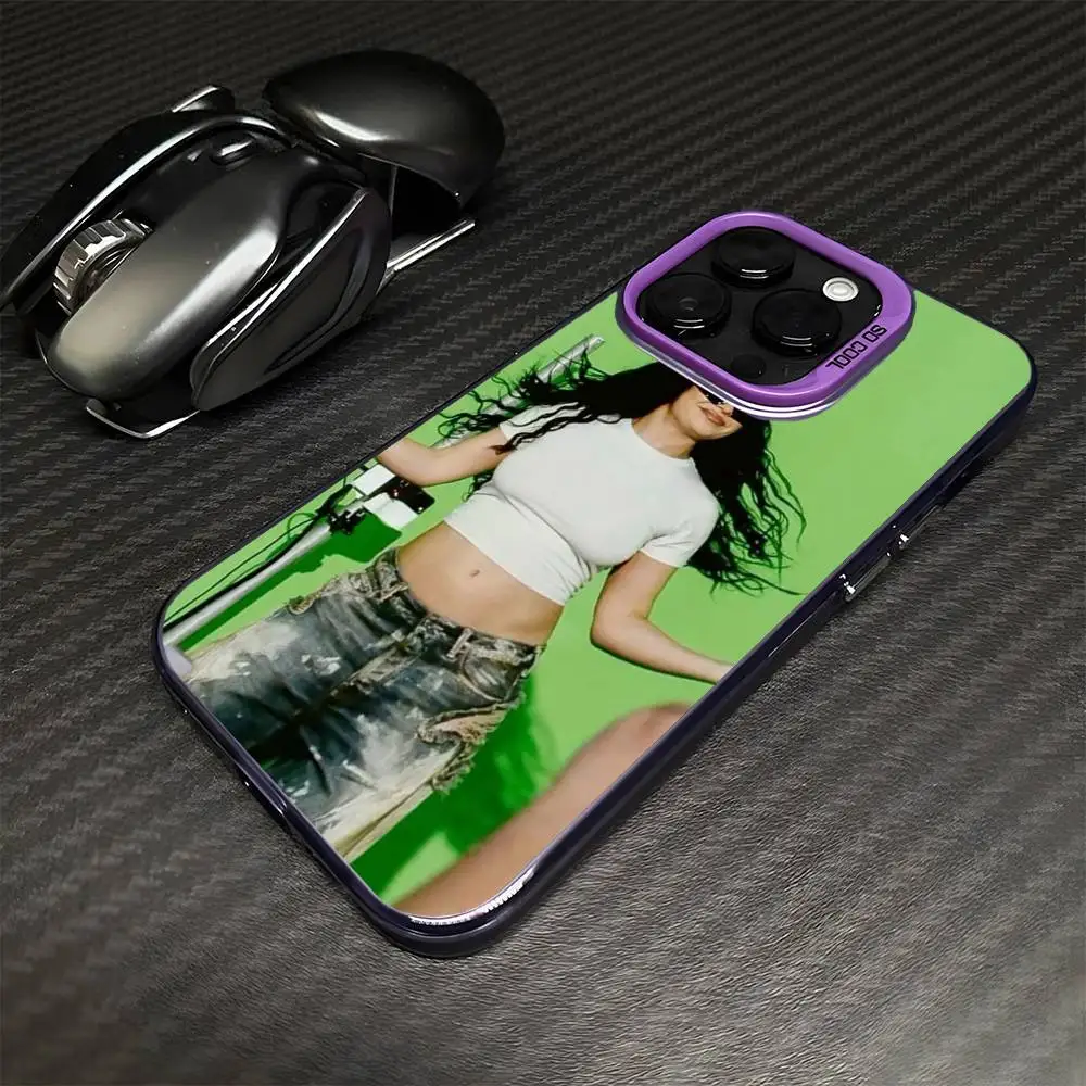 Cantor c-charli xcx braat capa de telefone para iphone17,16,15,14,13,12,11 pro max roxo colorido banhado a prata dentro da capa de telefone