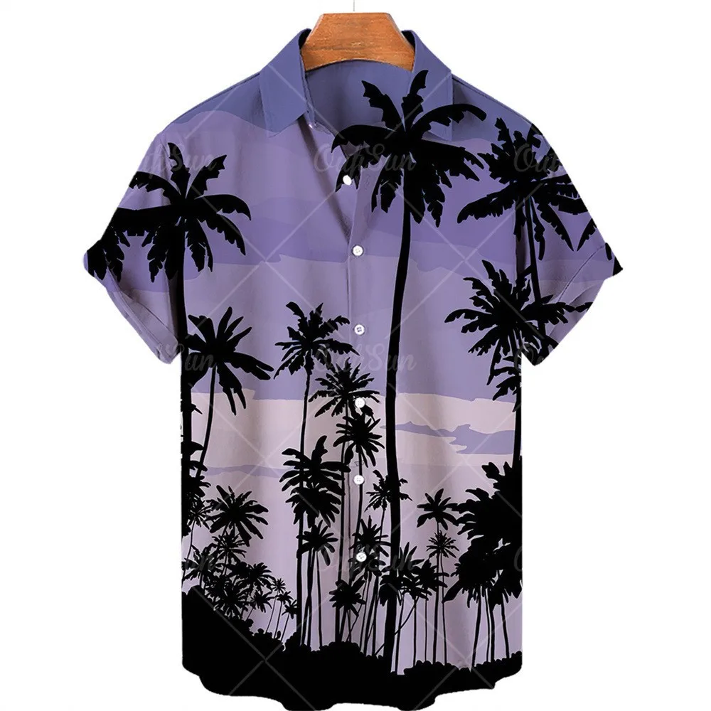 

2025 Men's Hot Selling New Top 3D Digital Printing Hawaiian Beach Short Sleeved Lapel Shirt