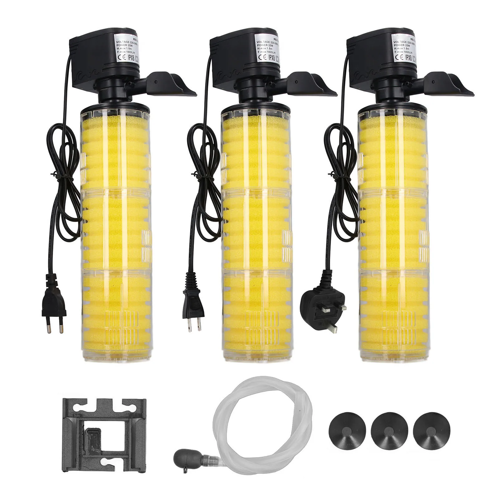Filtro sumergible para acuario, filtro de tanque de peces de 1800L/H, esponja de 3 capas, potente Filtro de potencia sumergible de 25W con bomba de agua