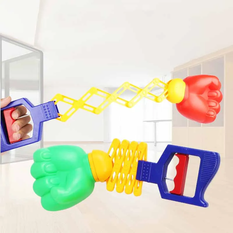 Creative Kids Plastic Spring Mechanical Arm Fun Fists Basketball Soccer Hand-pulled Elastic Retractable Mechanical Arm Spoof Toy