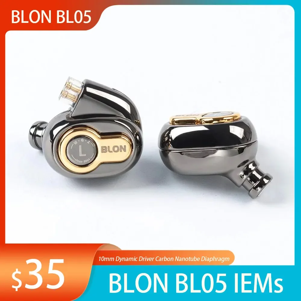 BLON BL05 In-Ear HIFI Monitor Earphone 10mm Dynamic Driver Carbon Nanotube Diaphragm Headphone with Detachable 0.78mm 2Pin Cable