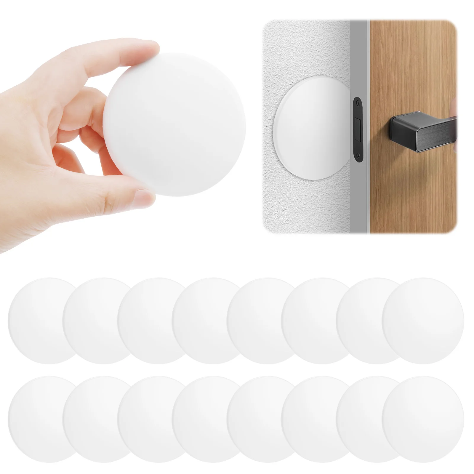 Tope de puerta Protector de pared autoadhesivo Tope de puerta Protector de pared amortiguador protector fácil de instalar perilla de puerta almohadilla de parachoques 4/16Pc