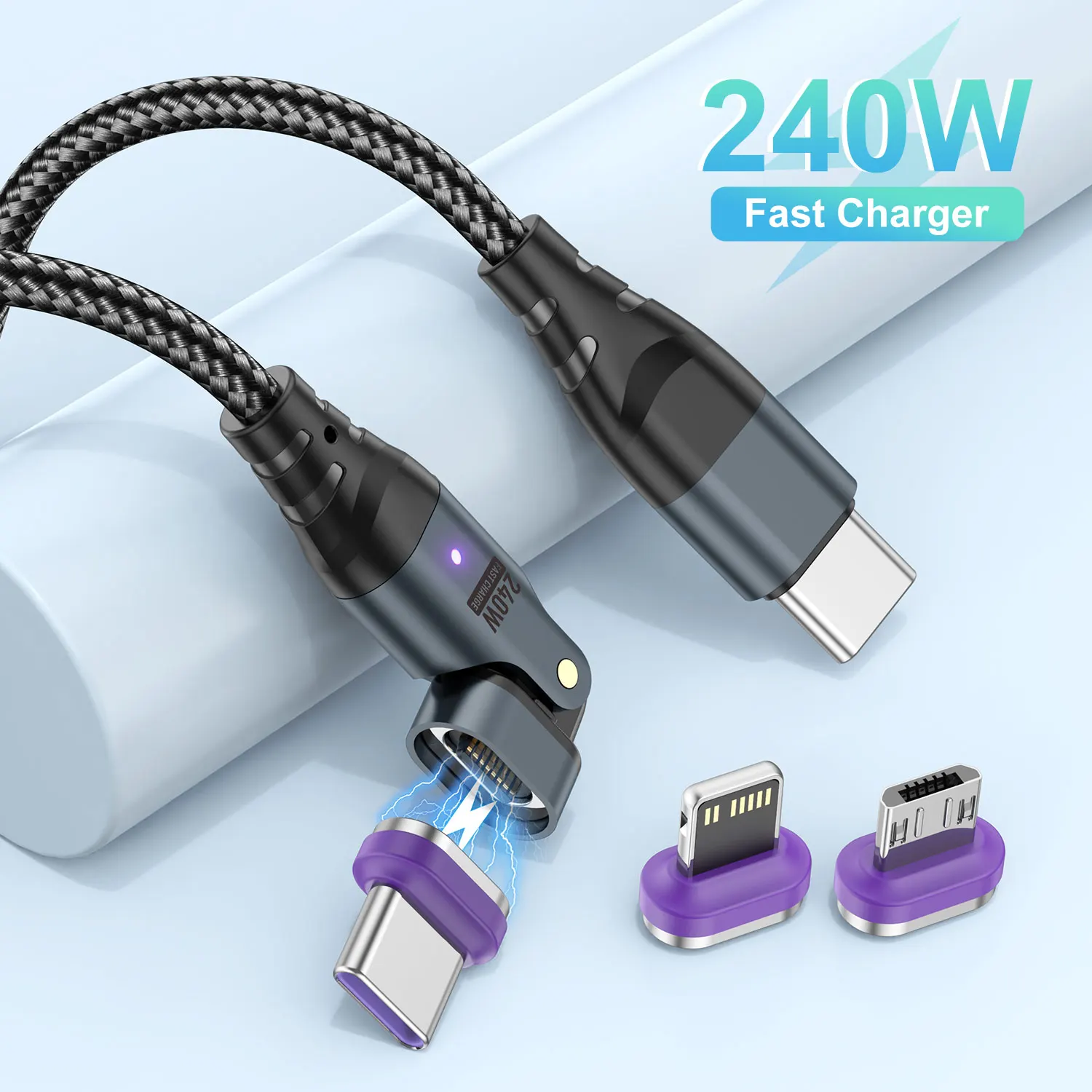 

PD3.1 240 Вт Магнитный кабель для быстрой зарядки 5А Тип C Шнур для передачи данных для планшета, ноутбука Xiaomi 14 iPhone 16 15 Pro Max POCO Oneplus Realme