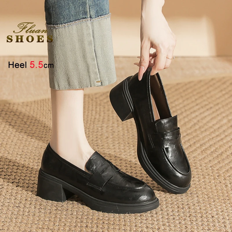 

British style Slip-on Loafers Casual Woman Shoes 5.5CM Flatform Daily Spring Autumn Single Shoes For Women Zapatos Para Mujeres
