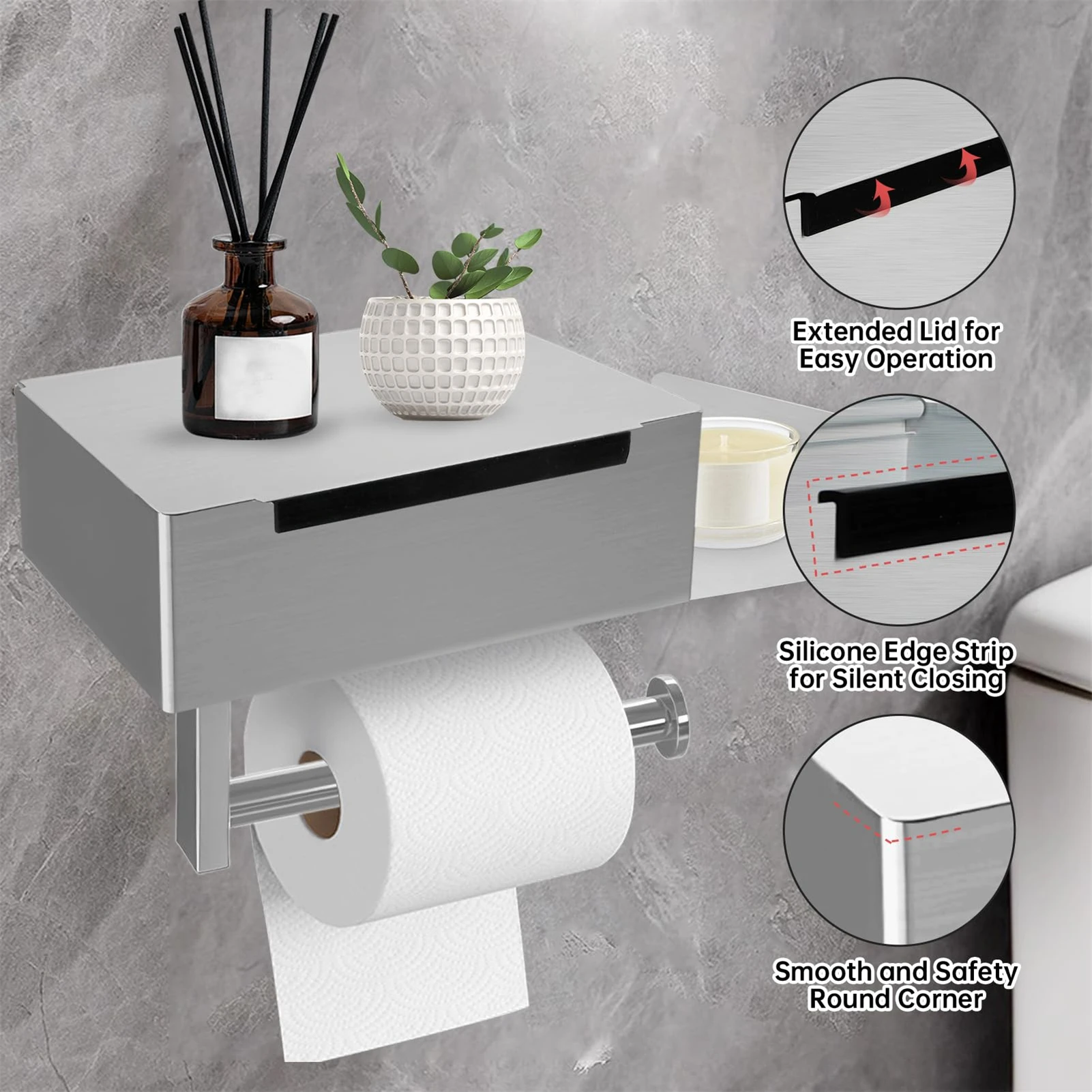

Wall Mounted Storage Rack Durable Metal Organizer Holder For Tissue Toilet Paper Toiletry Multifunctional Bathroom Storage Rack
