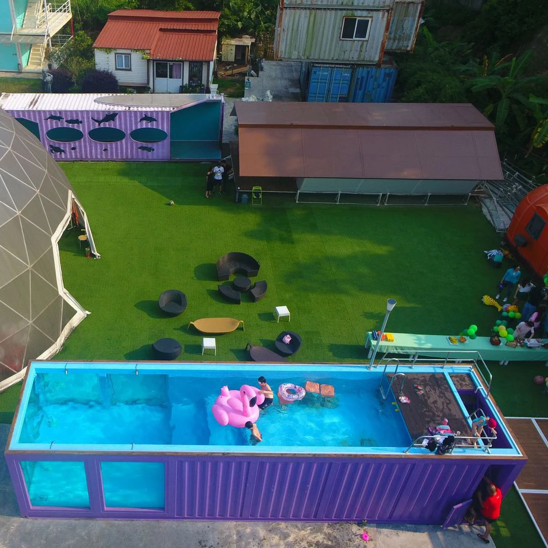 Container Pool Fiberglass Swimming Spa Pool 20ft 40 Feet Container Pools Swimming Outdoor