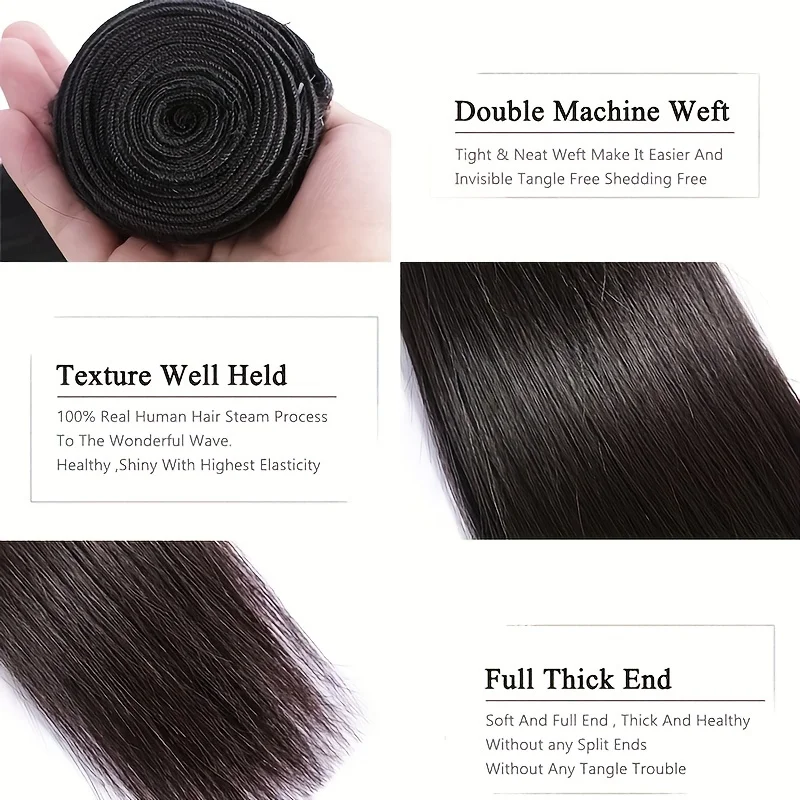 Brazilian Human Hair Bundles 4Pcs 50gram per Straight Hair Bundles For Women 10-18 inch