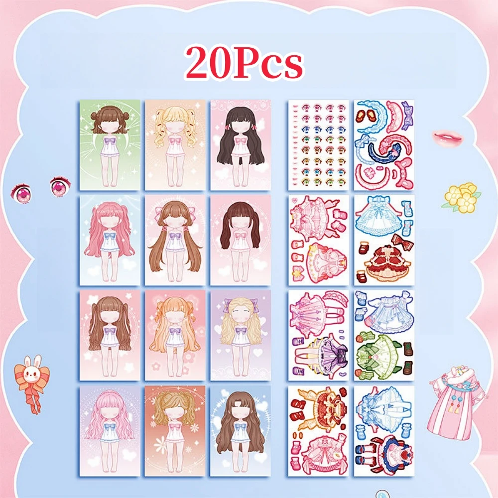 1pc Cute style change sticker book Cartoon Makeup Show Puzzle Cartoon Handmade DIY Sticker Book  Little Princess Makeup Book