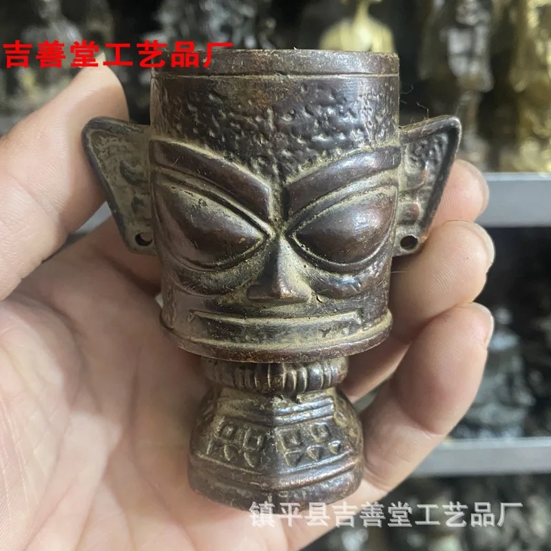 Antique Sanxingdui Home Decoration Vertical Mask Cup Bookcase Desktop Mask Pencil Vase Decoration