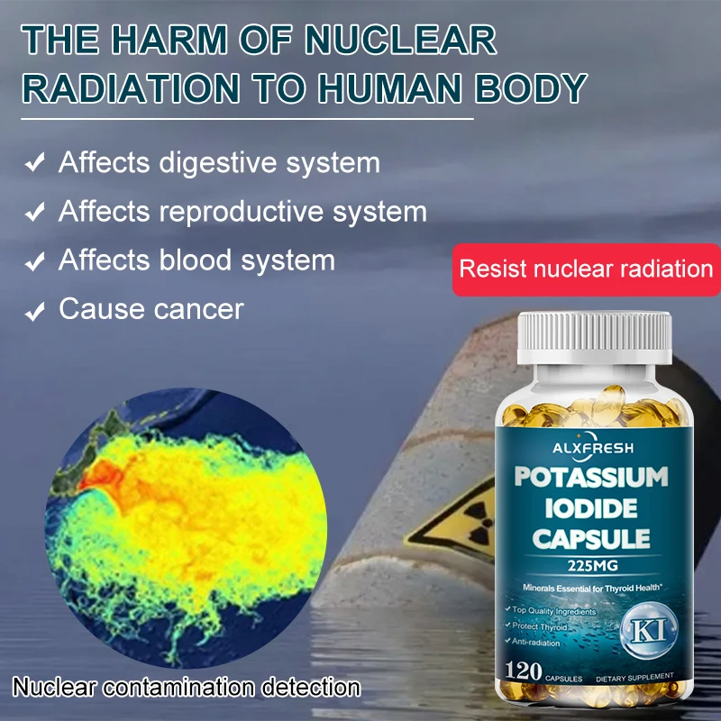 Potassium Iodide Capsules 225 mg - Pure Potassium Iodide Tablets for Radiation Exposure for Kids & Adults