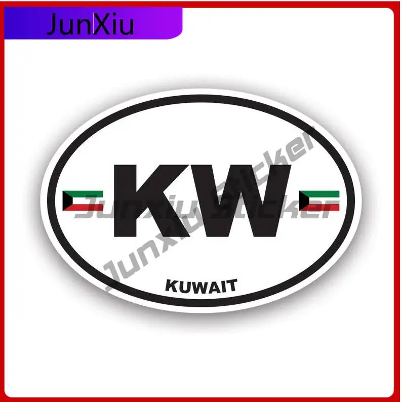 

Kuwait Oval Sticker Uv Protected Kuwati Flag Country Code Euro Kw V1 Car Sticker Vinyl Decal Waterproof Durable For Car Window