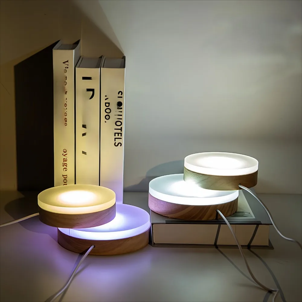 Solid wood diffusion board acrylic LED night light USB plug-in eye protection luminous base