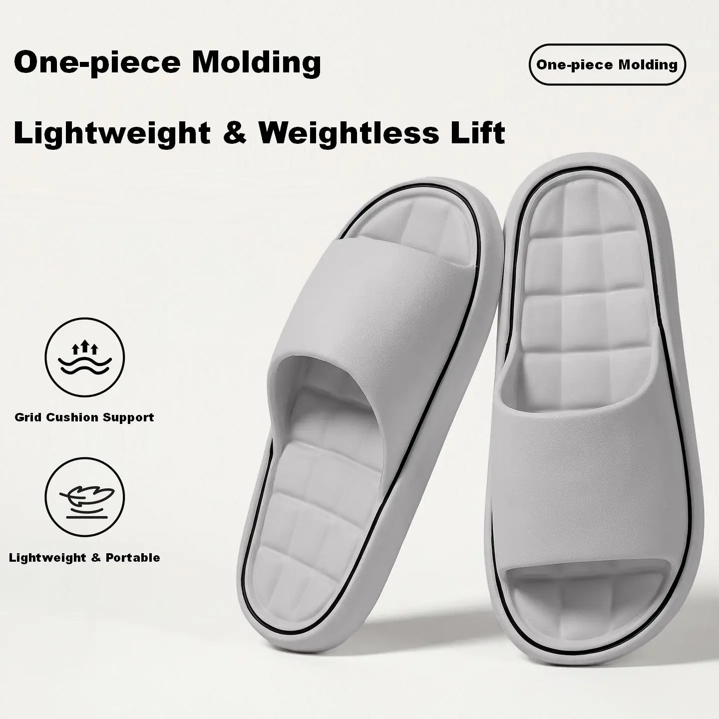 Grid Cushion Support Bathroom Slippers, Soft Bouncy Non-slip Wear-resistant Slides For Indoor & Daily Commute