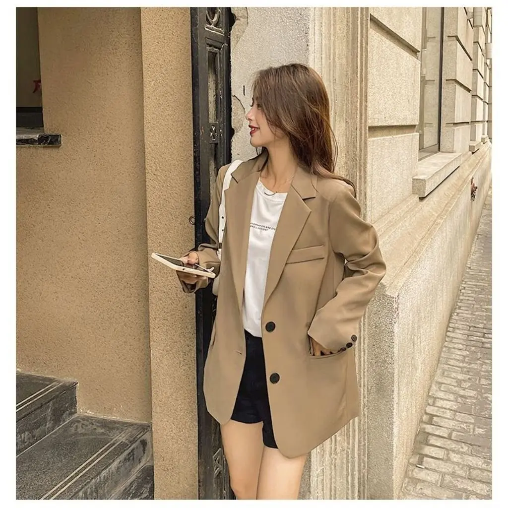 

Loose Casual Style Student Spring Autumn Korean Version Outerwear Suit Small Size Top For Petite Women