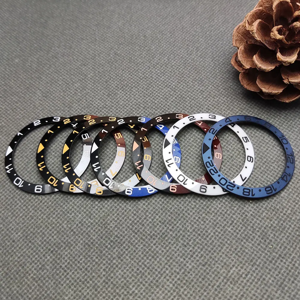 38mm * 30.5mm relógio face cerâmica moldura inserção para gmt greenwich relógios masculinos automáticos substituir acessórios rolx todos nh35