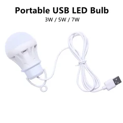 Lampadina a LED USB 3W lampada a LED portatile 5W luci per libri 7W luce da campeggio per esterni lampadina da lettura per interni lampada di emergenza a risparmio energetico